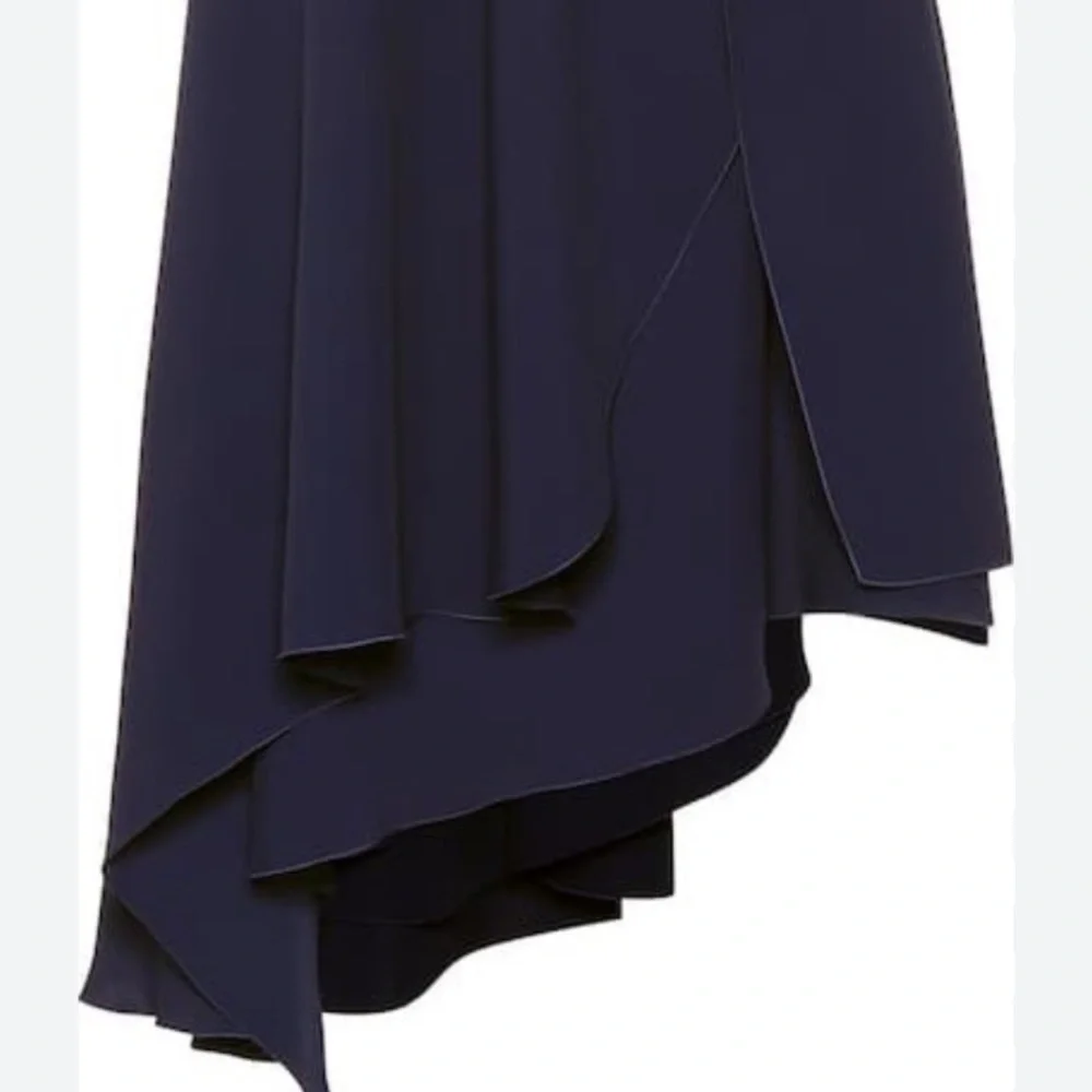 Elegant  Navy DELPOZO
Ruffled crêpe midi dress - Picture 8 of 9